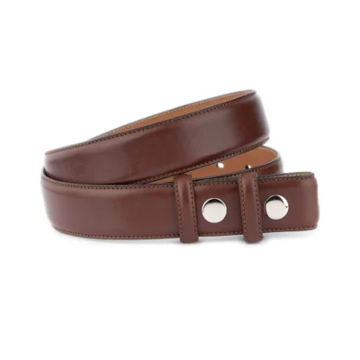 brown leather snap belt for interchangeable buckles 1 SNAP 35 SMOO BROWNBURG AML