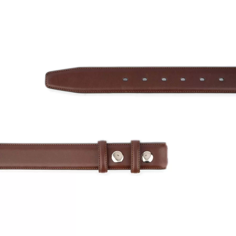 brown leather snap belt for interchangeable buckles 2