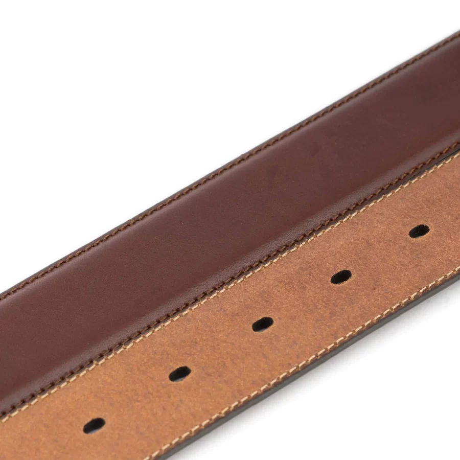 brown leather snap belt for interchangeable buckles 3