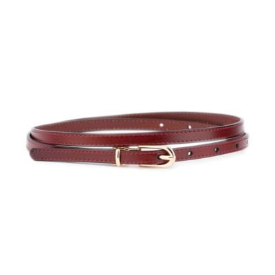 burgundy skinny leather belt gold buckle 1 0 cm 1 10 ALIBURG GOLDB STIT
