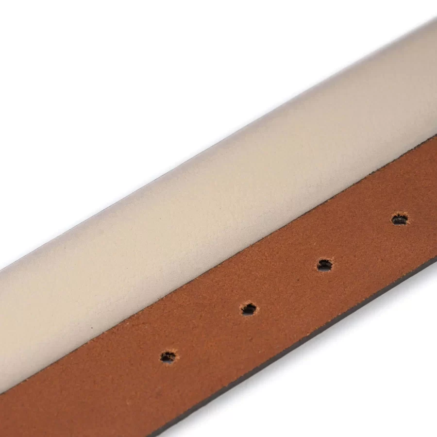 creme tan leather belt for changeable buckle with snap buttons 3