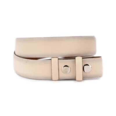 creme tan leather belt with snap buttons for changeable buckles 1 SNAP 35 SMOOT TANCREME