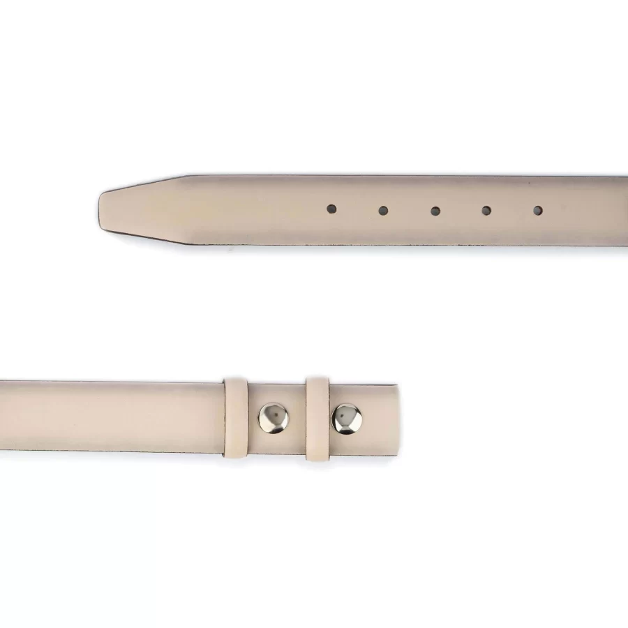 creme tan leather belt with snap buttons for changeable buckles 2