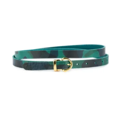 green camo leather belt with gold rouned buckle 1 CAMO CARL 20 green BLT GOLROU