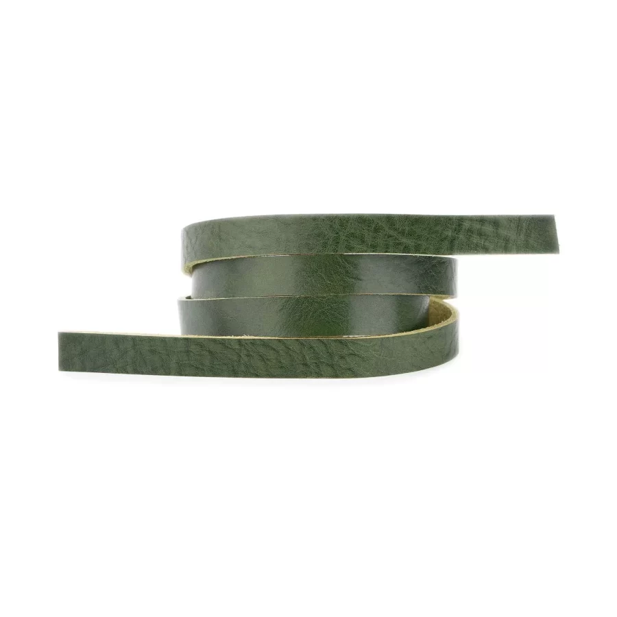 green leather strip vegetable tanned natural grain waxed 15 mm 1 HOLL 15 GREEN STRIP CARL