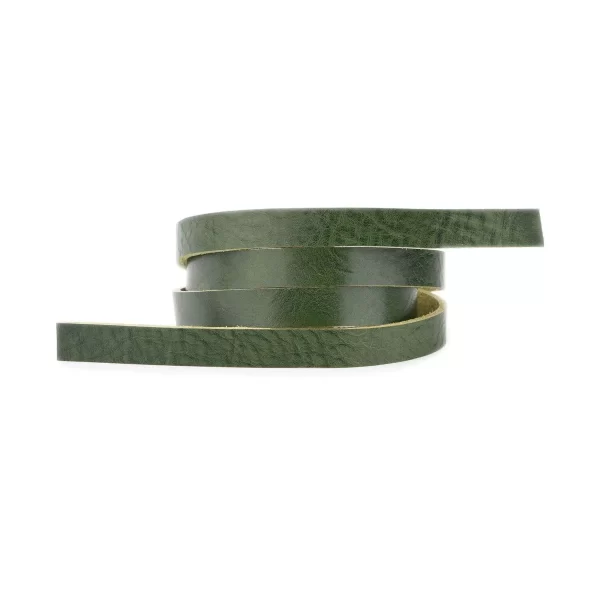 green leather strip vegetable tanned natural grain waxed 20 mm 1 HOLL 20 GREEN STRIP CARL