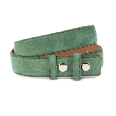 green suede leather belt with snaps for interchangeable buckles 1 SNAP 35 SUEDE GREEN KASV