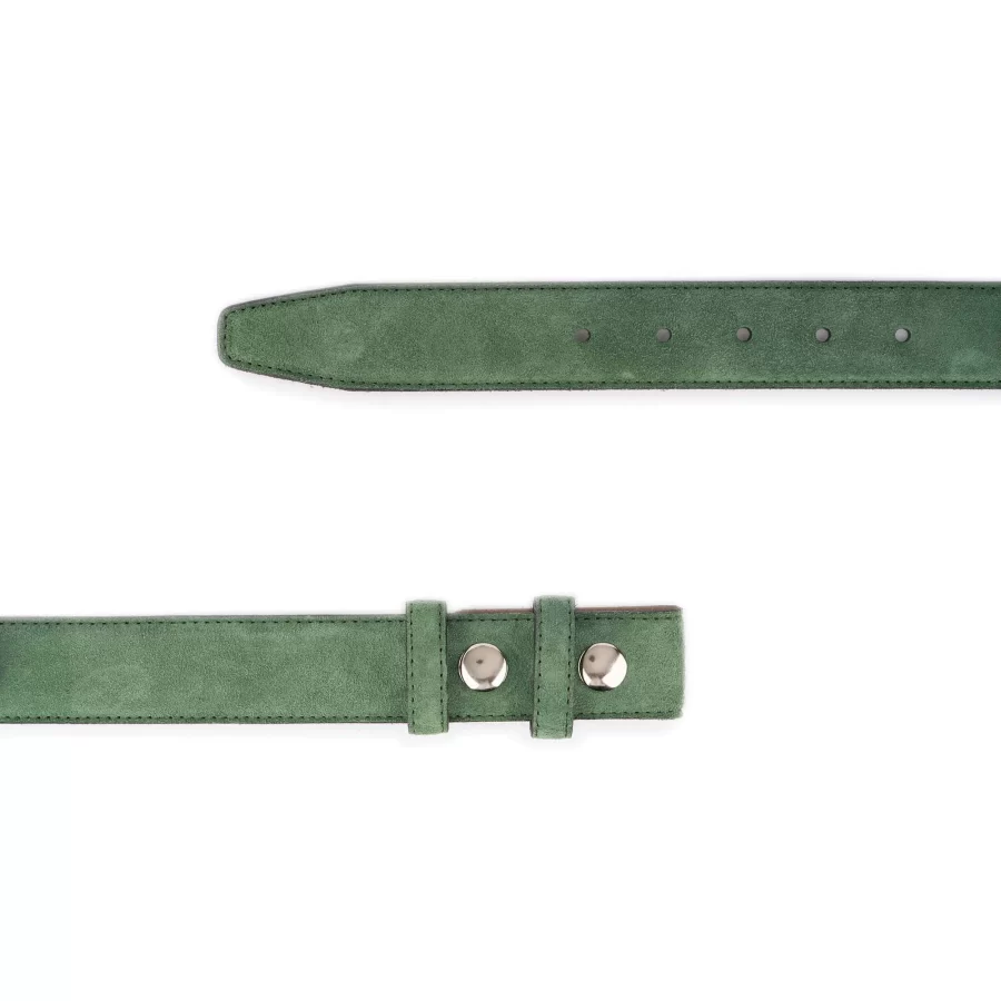 green suede leather belt with snaps for interchangeable buckles 2