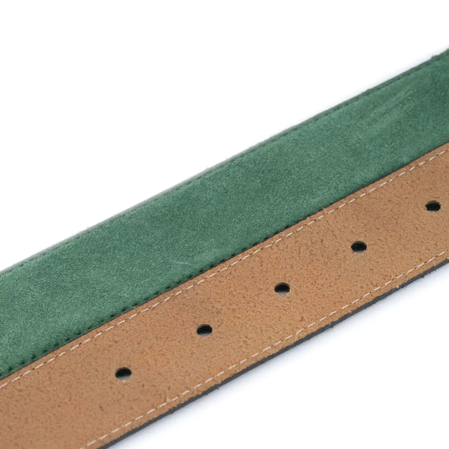 green suede leather belt with snaps for interchangeable buckles 3