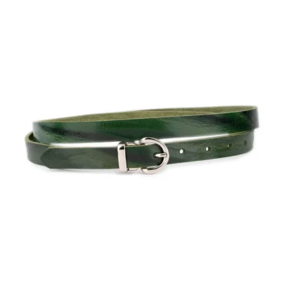 green thin leather belt for ladies silver buckle 1 WAVE CARL 20 GREEN BLT SILROU