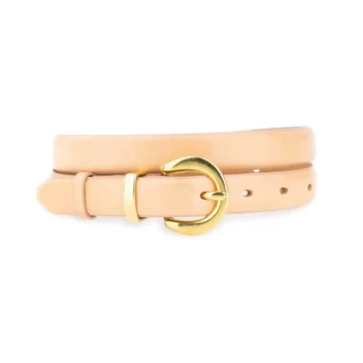 ladies natural leather belt with gold buckle rounded 1 31102024 20 AML NATUGDBRASS