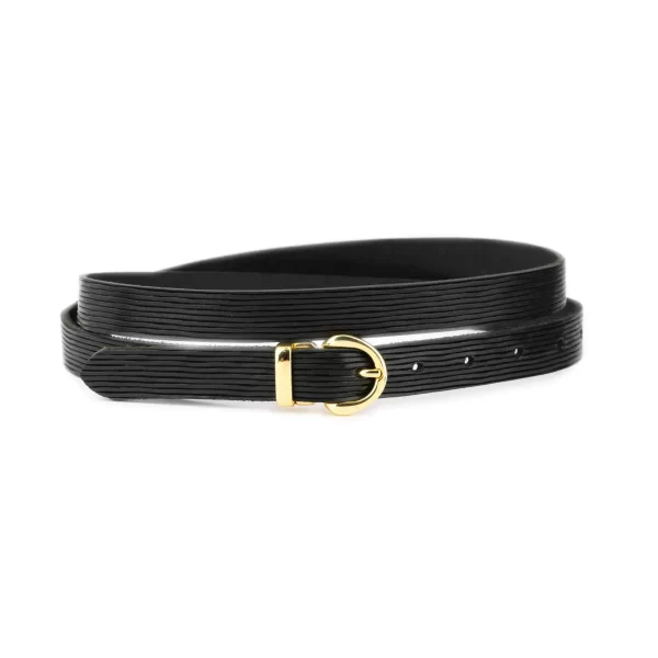 ladies thin belt with gold buckle unique emboss italian leather 1 GRAFF CARL 20 BLACK BLT GOLROU