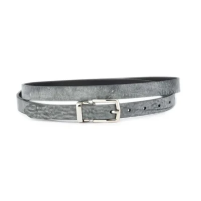 light gray handmade leather belt rectangular buckle 1 SIEN CARL 20 GRAY BLT RECROU