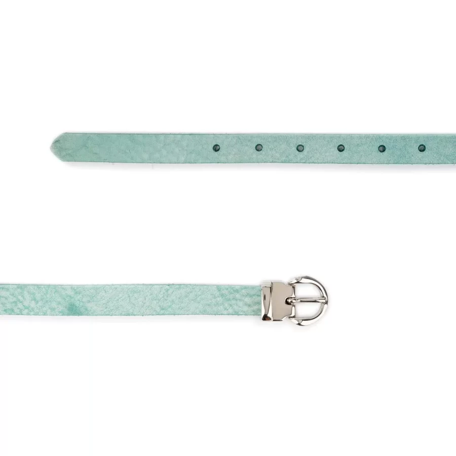 light turquise thin designer belt rounded buckle 3