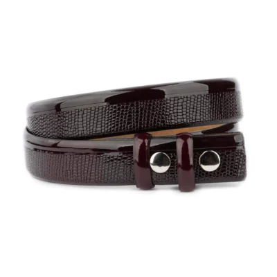 mens snap belt burgundy patent leather for changeable buckles 1 SNAP 35 PATENSNAKE BURG