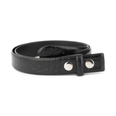 mens snap belt for buckles black croco emboss leather 1 1 8 inch 1 SNAP 30 CROCEMB BLACK