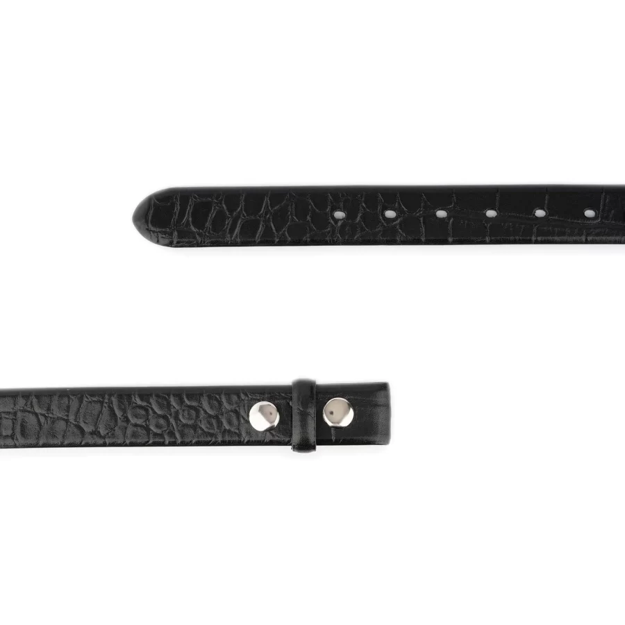 mens snap belt for buckles black croco emboss leather 1 1 8 inch 2