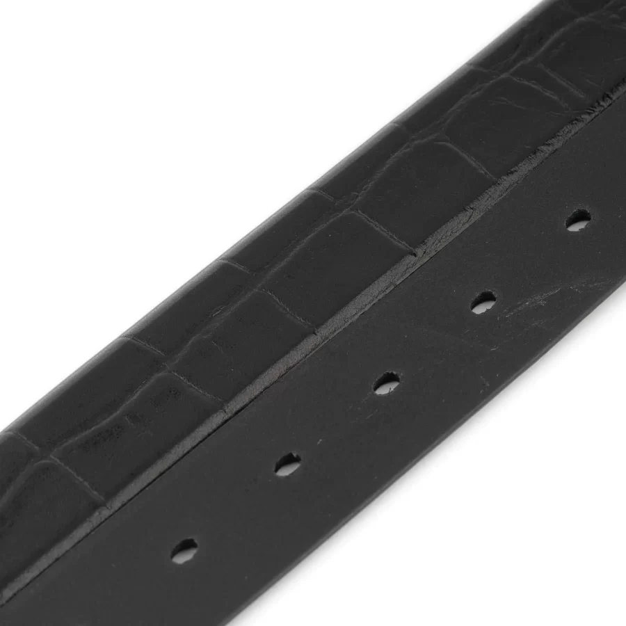 mens snap belt for buckles black croco emboss leather 1 1 8 inch 3