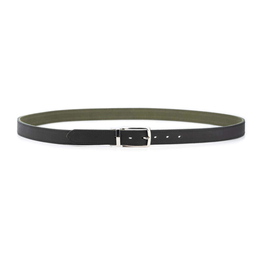 olive green black reversible mens belt suede leather nickel buckle 6