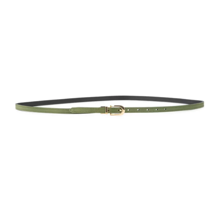 olive green ladies reversible belt skinny gold buckle 2