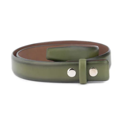 olive green leather snap belt for interchangeable buckles 1 SNAP 35 SMOO OLIVE KASV