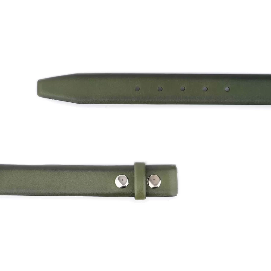 olive green leather snap belt for interchangeable buckles 2