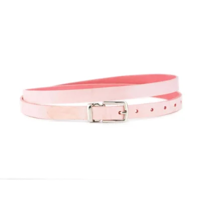 pale pink thin leather belt silver rectangle buckle 1 SIEN CARL 20 ROSA BLT SILREC