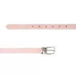 Buy Pale Pink Thin Leather Belt Silver Rectangle Buckle