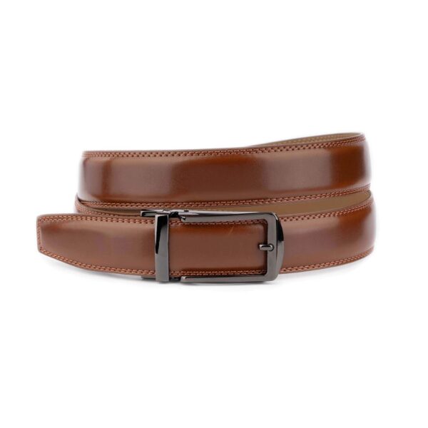 ratchet mens belt brown vegan leather gunmetal buckle 1 30102024 ALI 35 AUT BROWCLAS