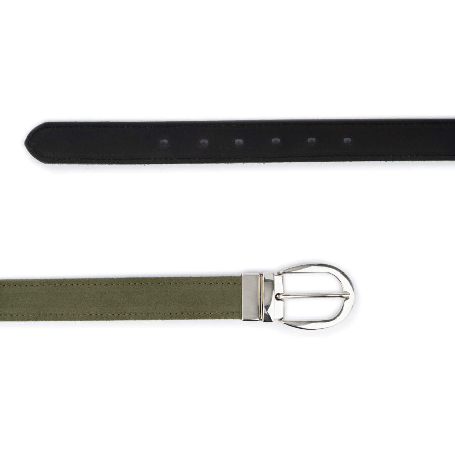 reversible belt womens olive green suede leather black 3 0 cm 4