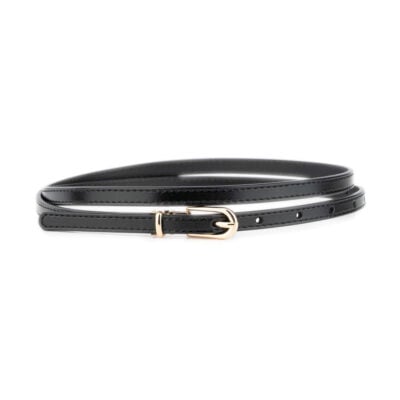 skinny black belt gold buckle genuine leather 1 0 cm 1 10 ALIBLAC GOLDB STIT