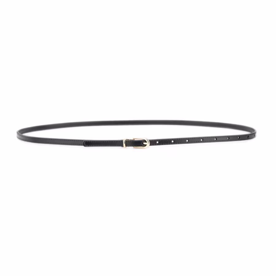 skinny black belt gold buckle genuine leather 1 0 cm 2