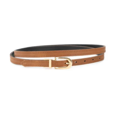 tan womens reversible leather belt skinny gold buckle 1 REV SKINNY 15 TANBLA LDR GD