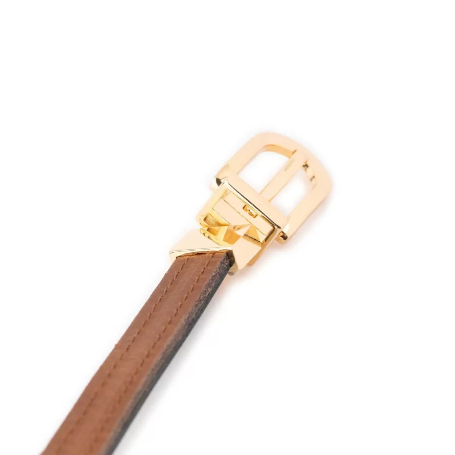tan womens reversible leather belt skinny gold buckle 4