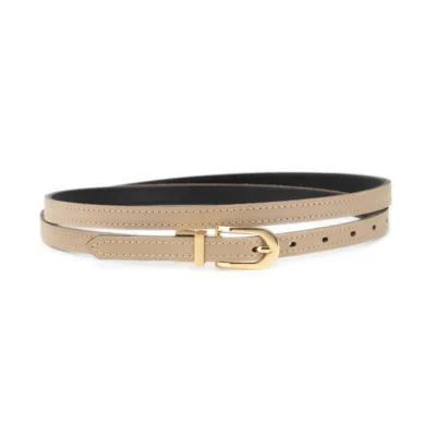 taupe ladies reversible belt skinny gold buckle 1 REV SKINNY 15 TAUBLA LDR GD