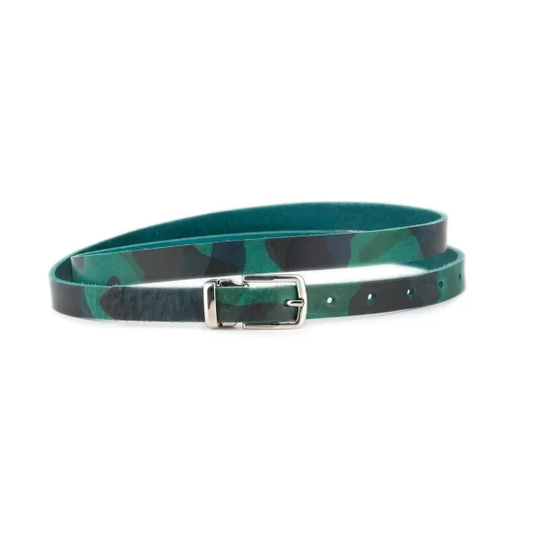 thin camo belt green turquoise leather nickel buckle 1 CAMO CARL 20 green BLT SILREC