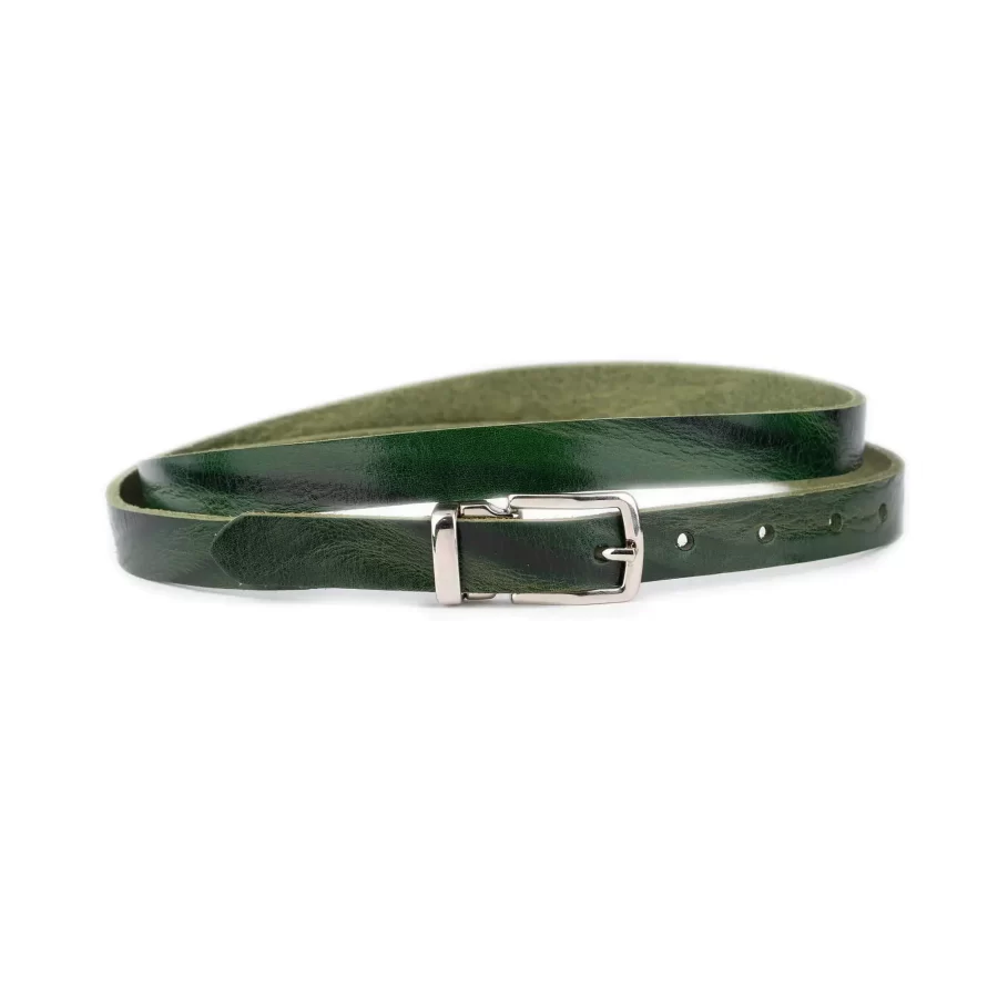 unique green thin leather belt silver rectangle buckle 1 WAVE CARL 20 GREEN BLT SILREC