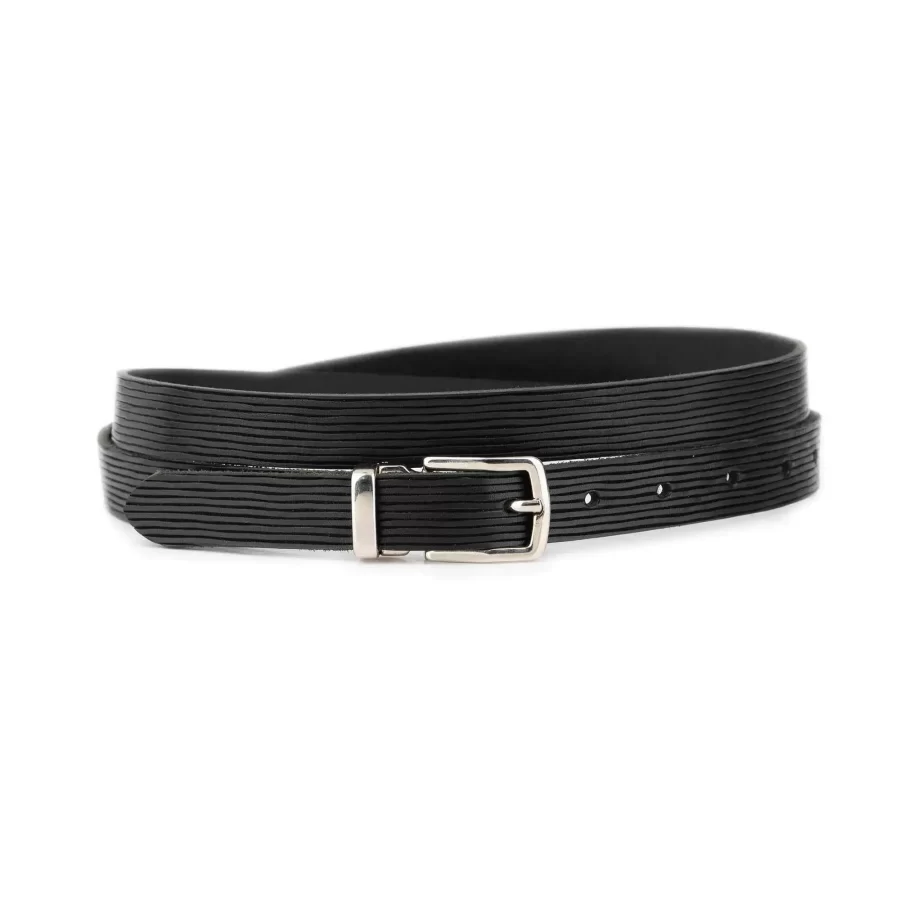 unique thin black belt mens rectangle buckle stripe emboss 1 GRAFF CARL 20 BLACK BLT SILREC