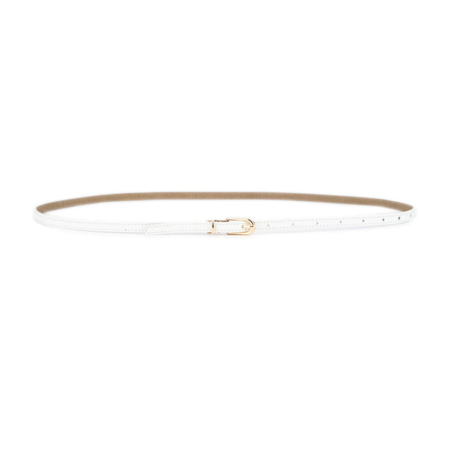 white skinny belt gold buckle 1 0 cm 2