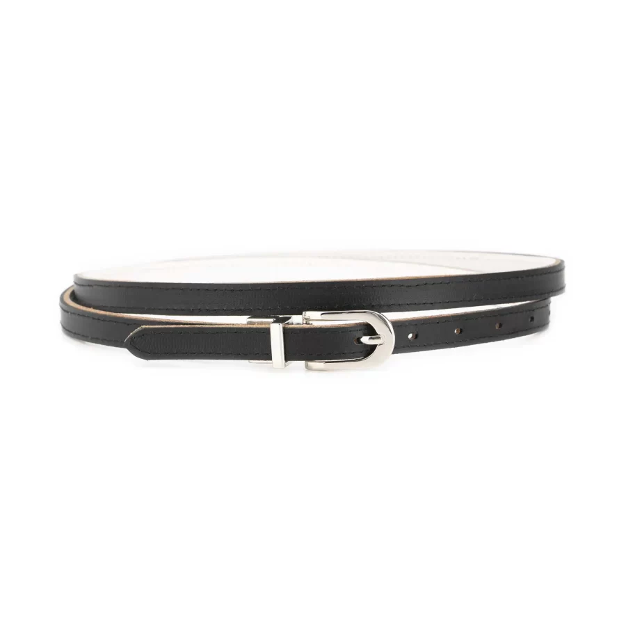 white womens reversible belt skinny silver buckle 3