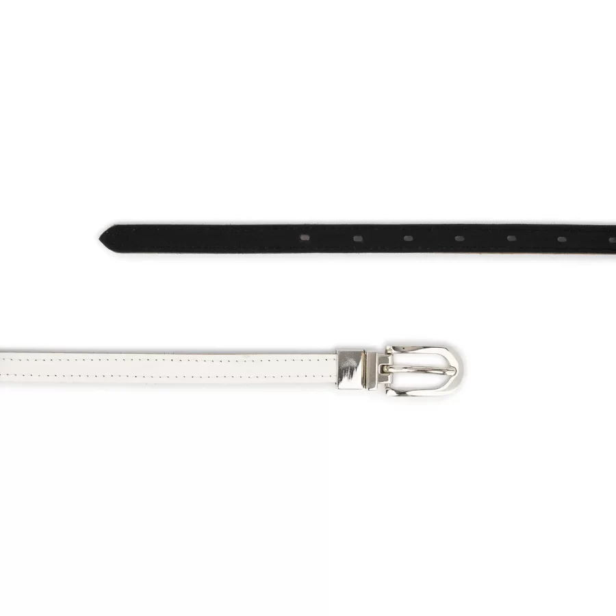 white womens reversible belt skinny silver buckle 5