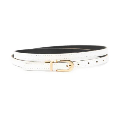 white womens reversible leather belt skinny gold buckle 1 REV SKINNY 15 WHIBLA LDR GD