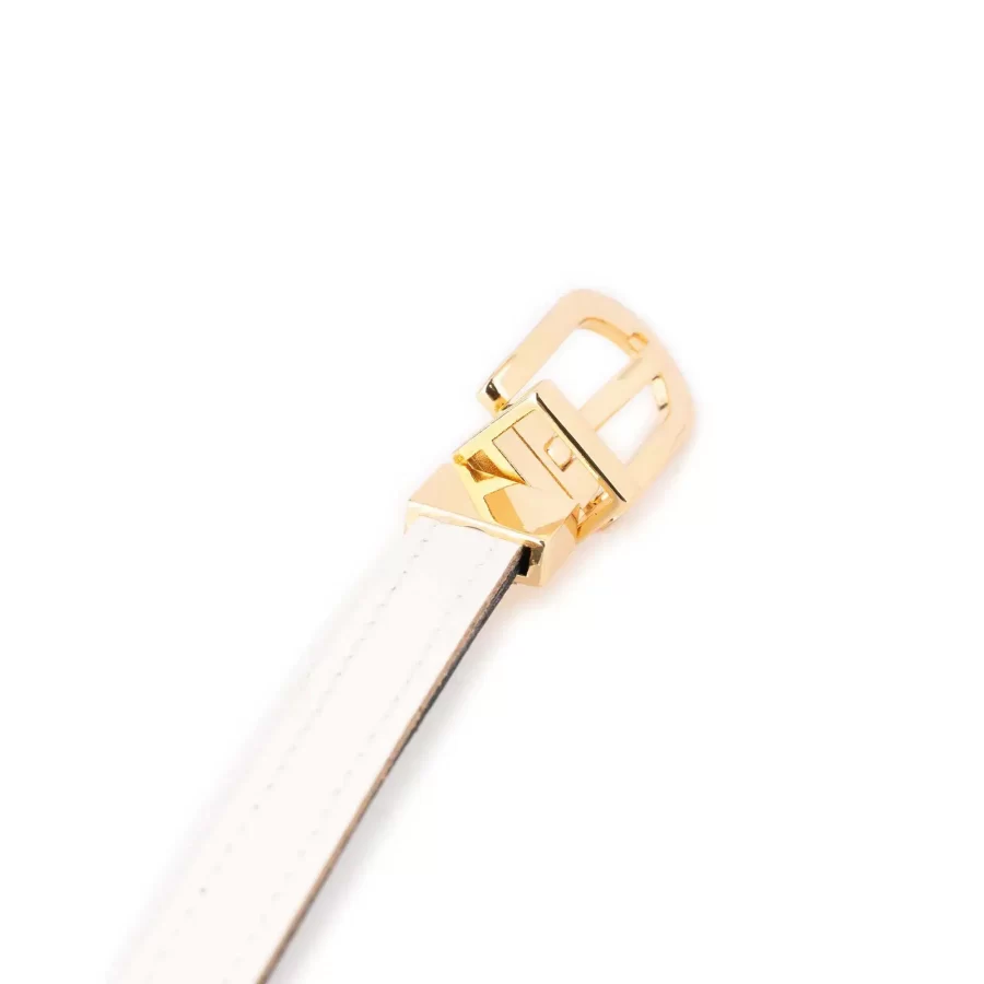 white womens reversible leather belt skinny gold buckle 4
