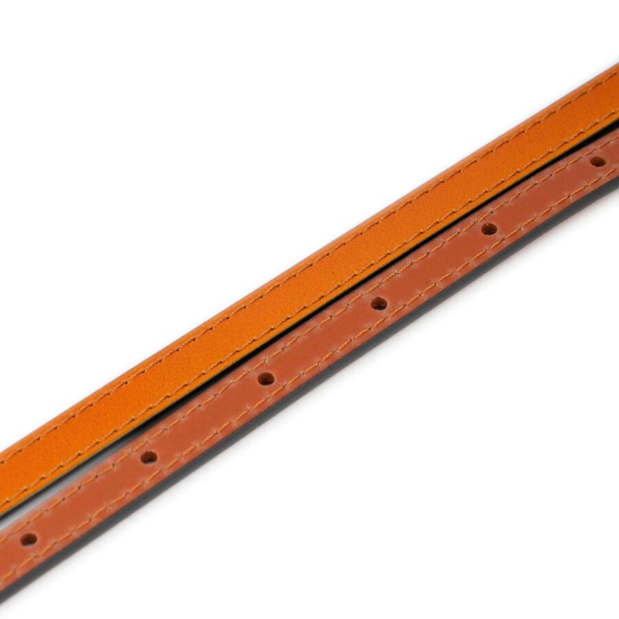 womens skinny belt cognac leather gold buckle 1 0 cm 3