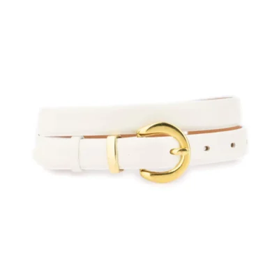 womens white belt golden buckle rounded genuine leather 1 31102024 20 AML WHITGDBRASS