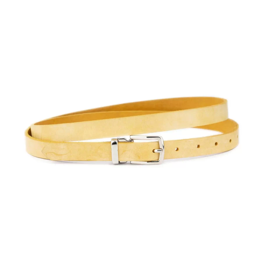yellow ochre handmade leather belt with nickel buckle 1 SIEN CARL 20 OCRAYELL BLT SILREC