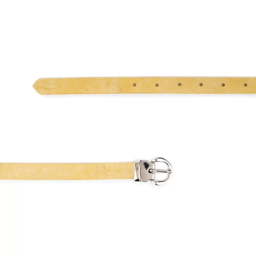 yellow ochre lady belt with silver buckle italian leather 2