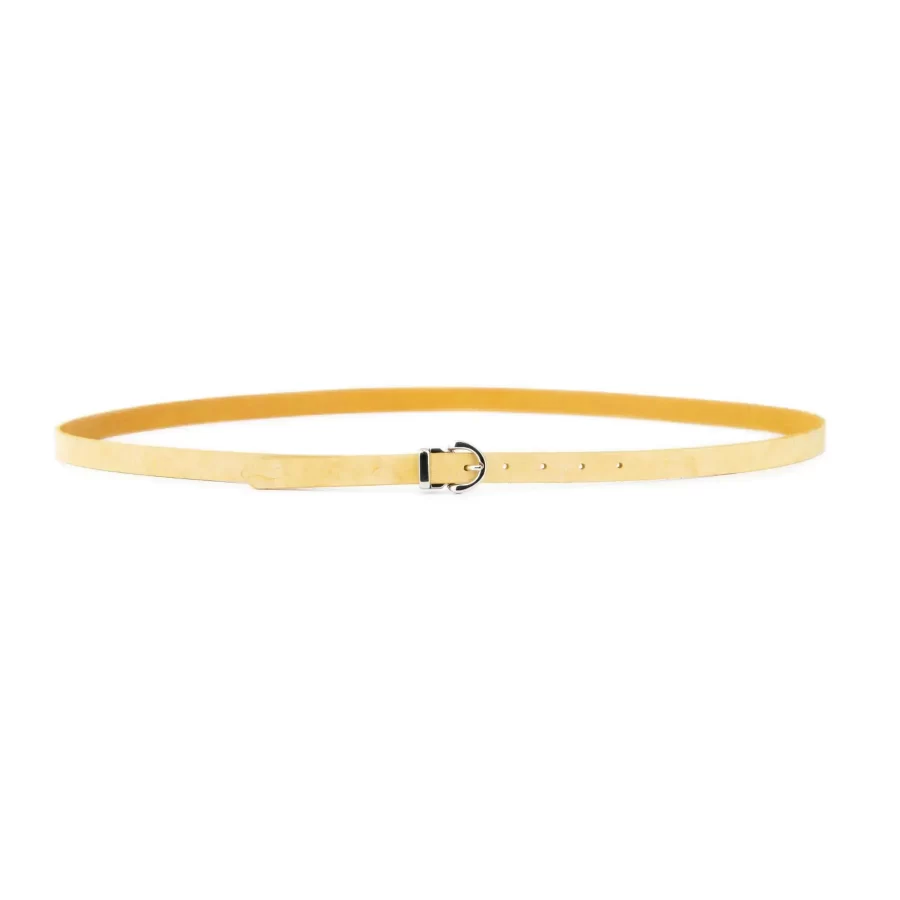 yellow ochre lady belt with silver buckle italian leather 4