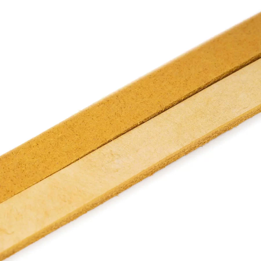 yellow ochre leather strip vegetable tanned grain waxed 10 mm 3