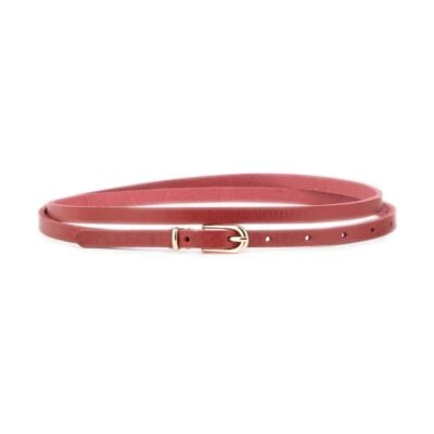 burgundy skinny belt golden buckle real leather 1 10 CARLBURG GOLDB ALI